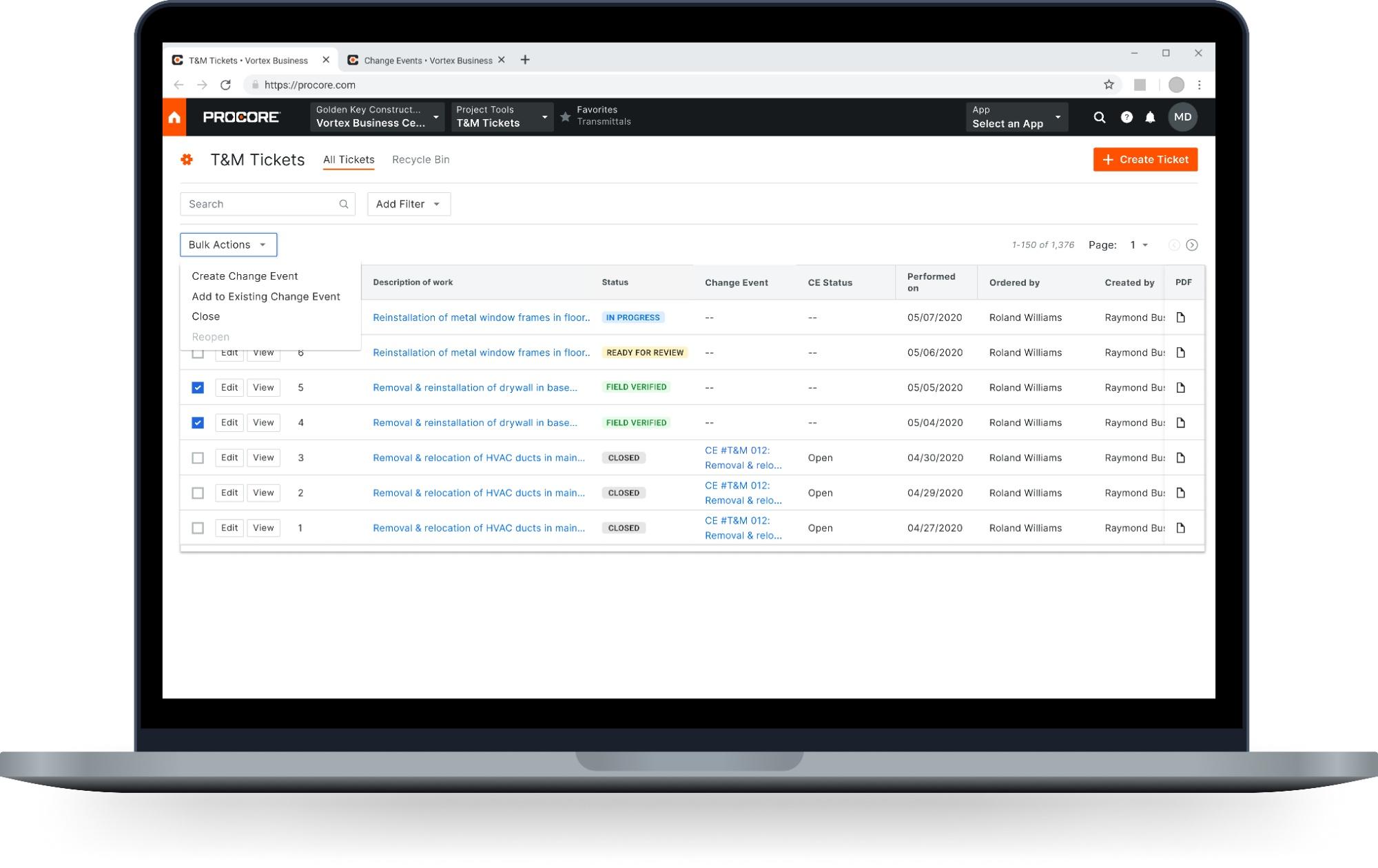 Introducing Procore’s T&amp;M Tickets to Change Management Workflow