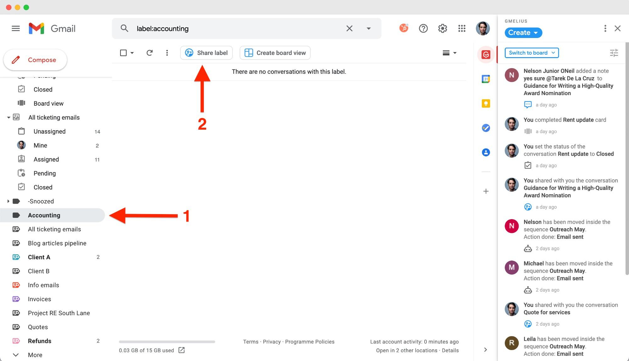 Share Gmail labels directly from your inbox - Gmelius