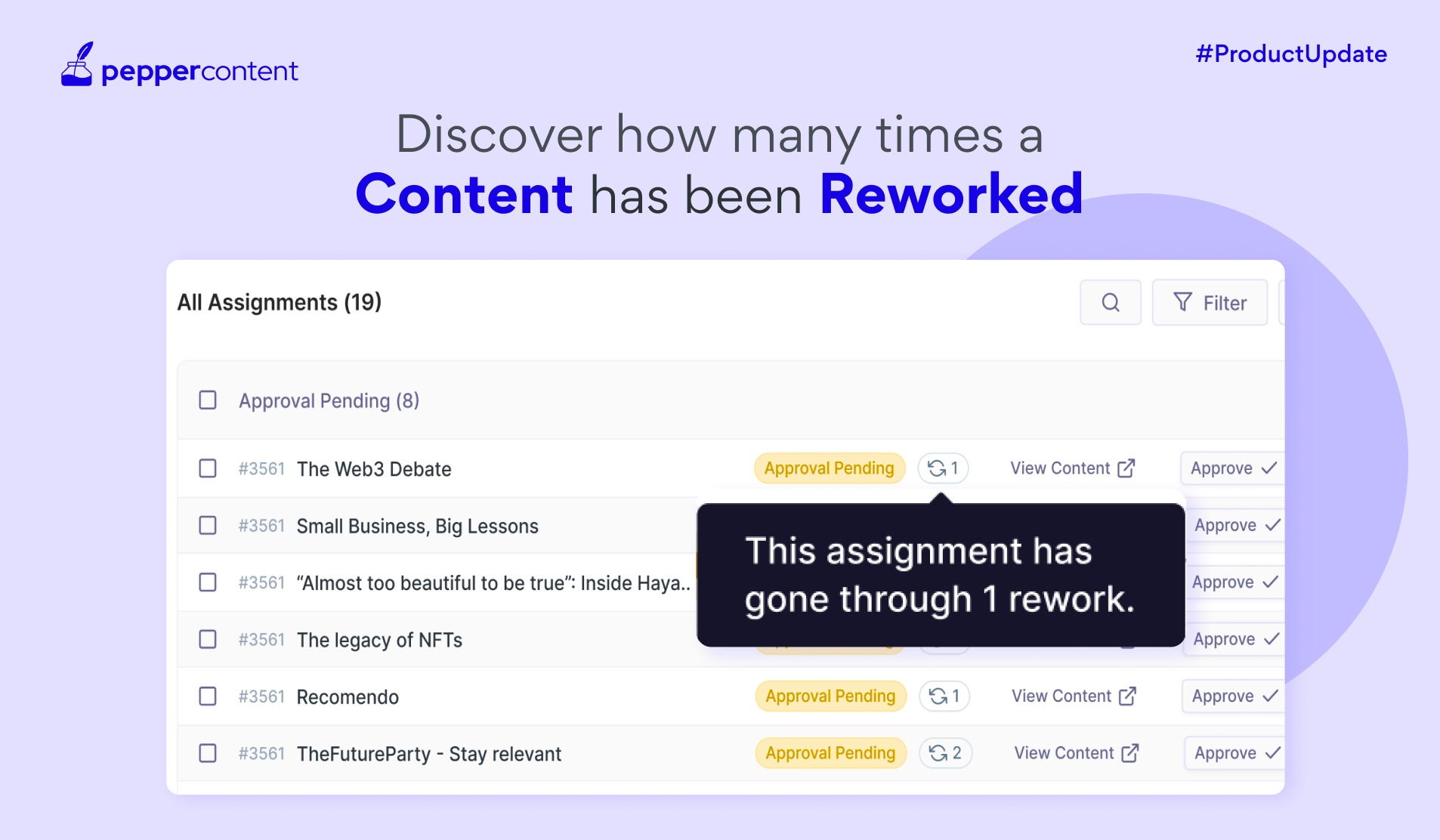 👓 Rework visibility added to your Pepper dashboard 