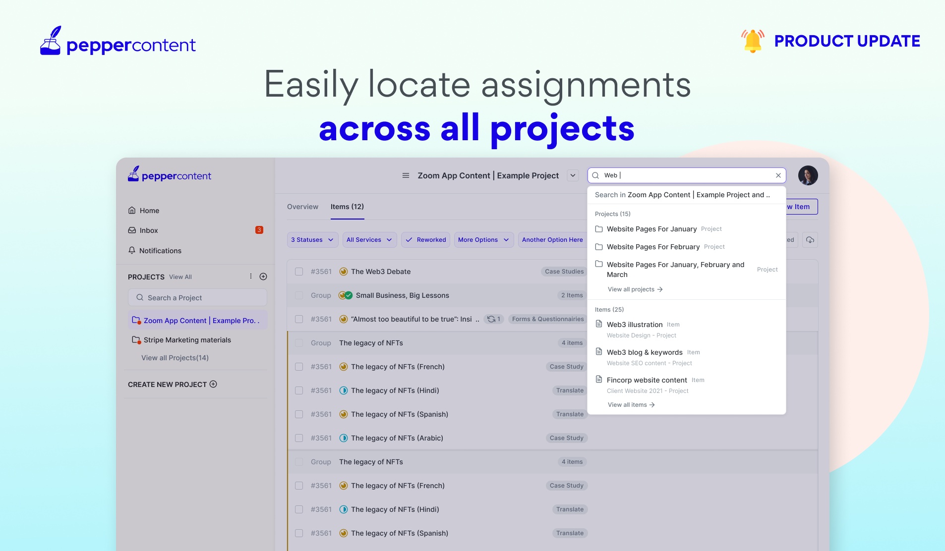 Easily locate your assignments 🔍 