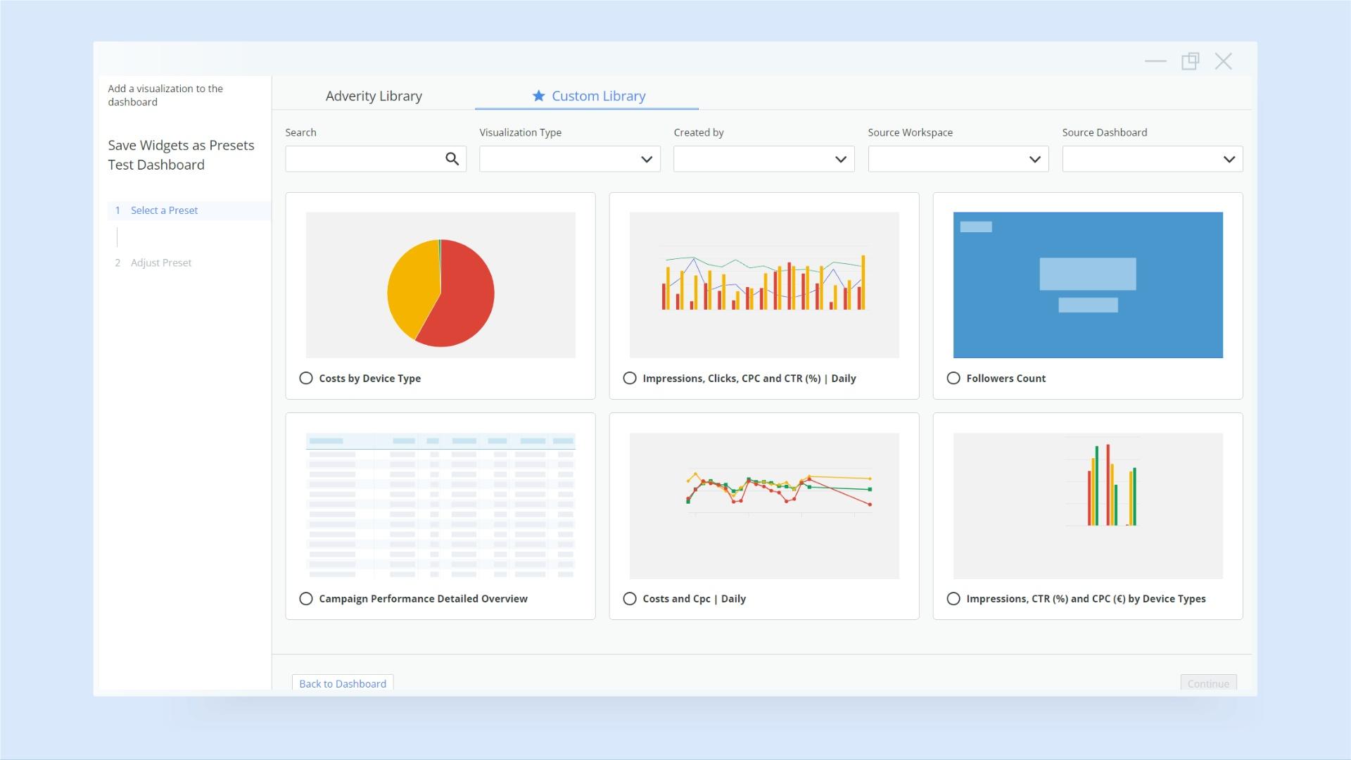 Save Widgets to your own Custom Library ⭐ - Adverity | Beamer