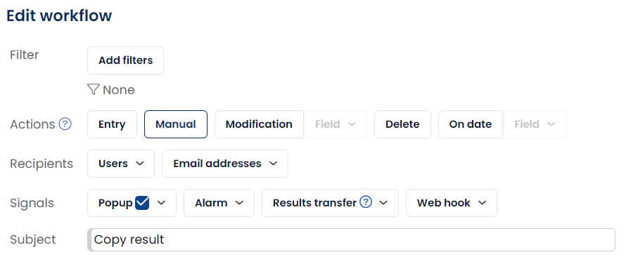 Manual workflow triggers - AlisQI