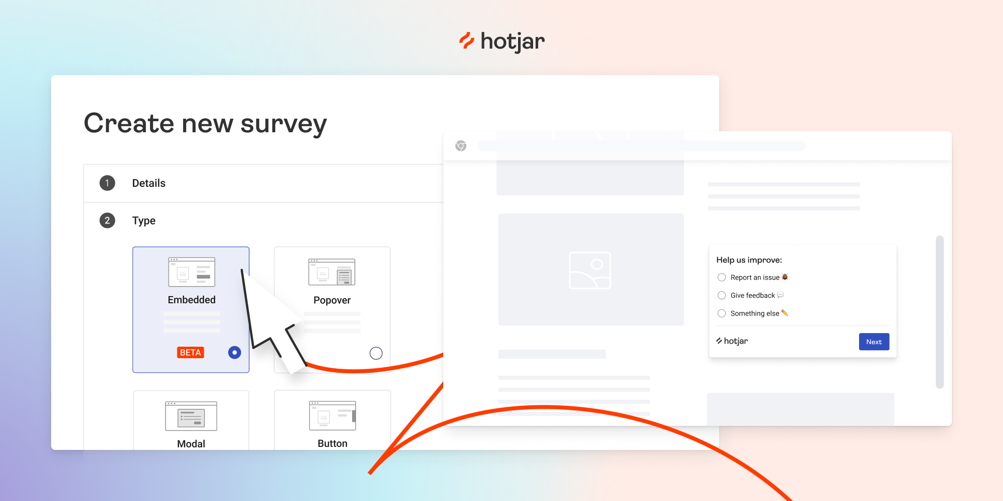 Embed surveys for more relevant responses Hotjar