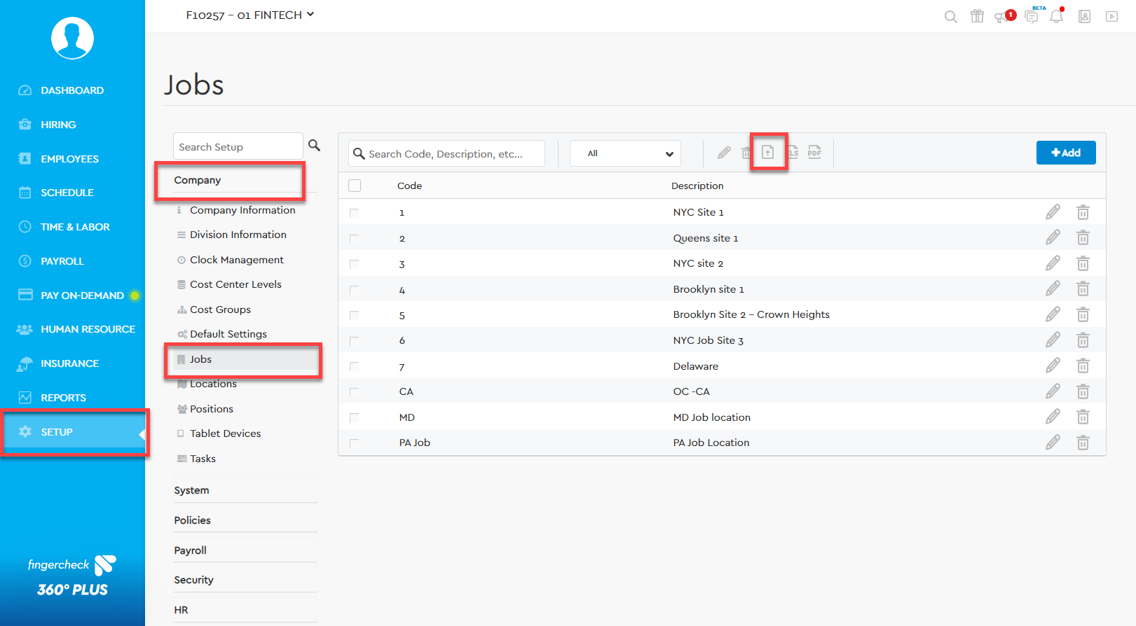 Screenshot showing Jobs page highlighting the import jobs feature.