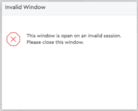 Image of invalid user window