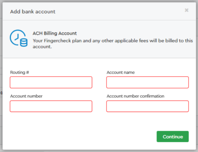 Image of add bank account screen