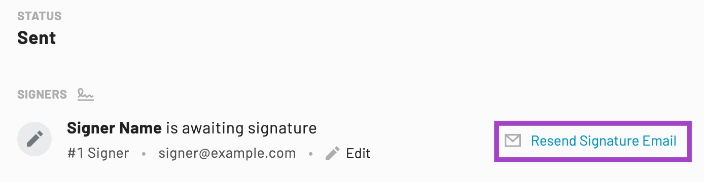 Resend signature emails from your dashboard