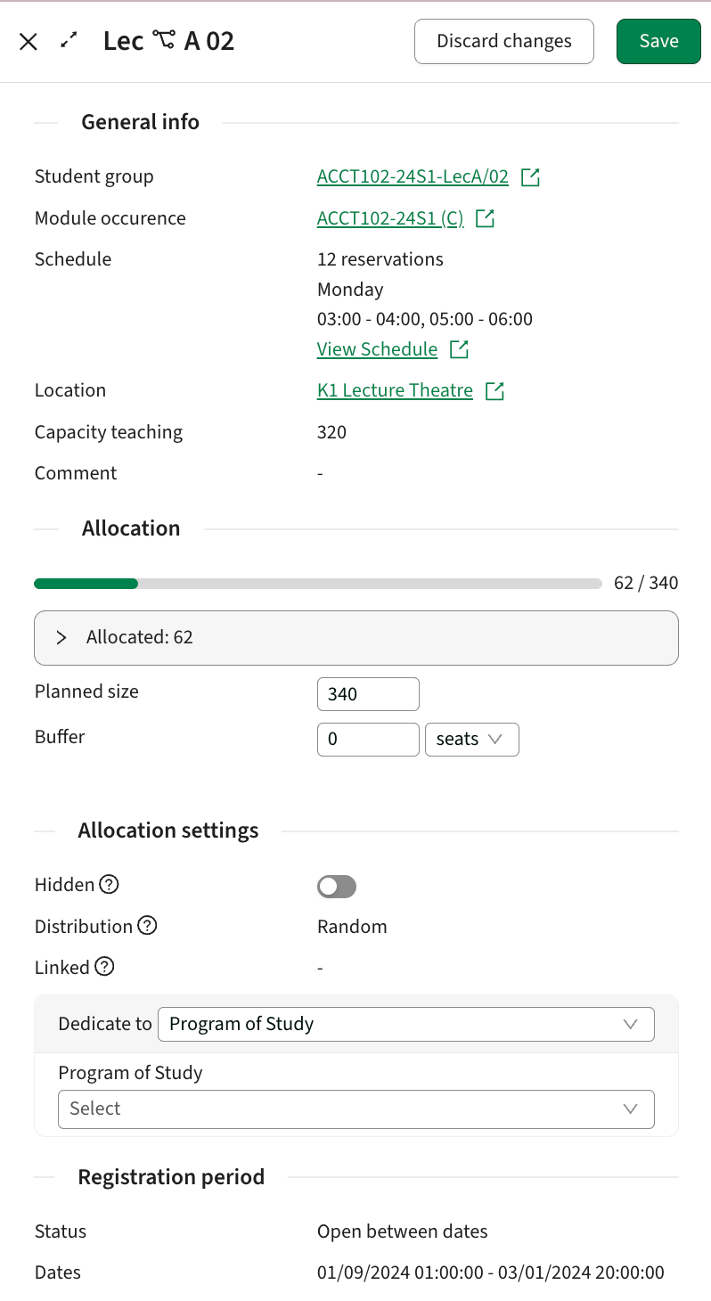 Screenshot of the updated drawer in Allocate overview