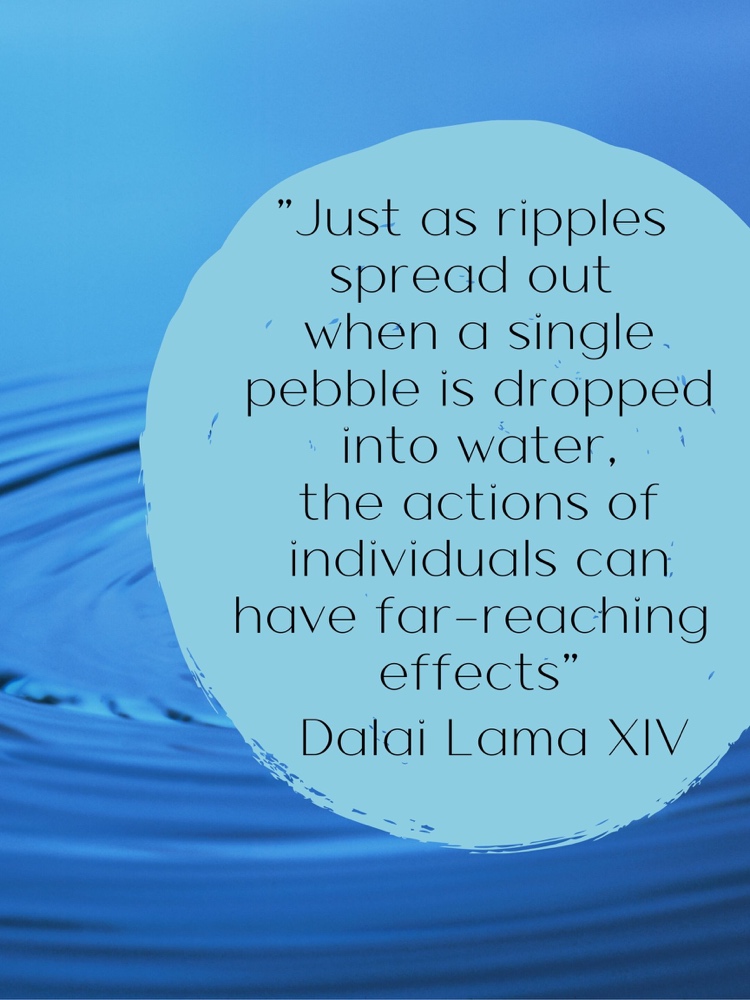 ripples in blue water and an inspirational quote