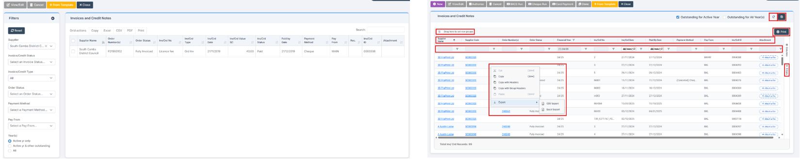 Old UI on left, new UI on right.