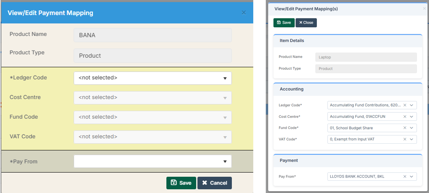 Old UI on left, new UI on right.