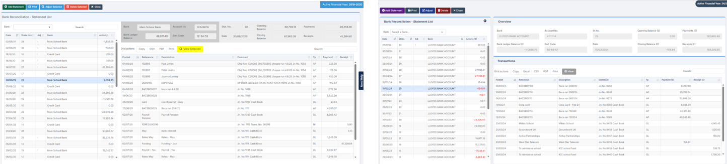 Old UI on left, new UI on right.