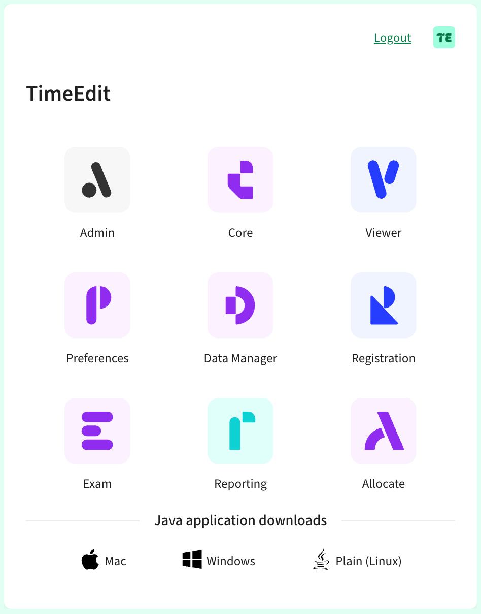 Screenshot of product selector when signing in