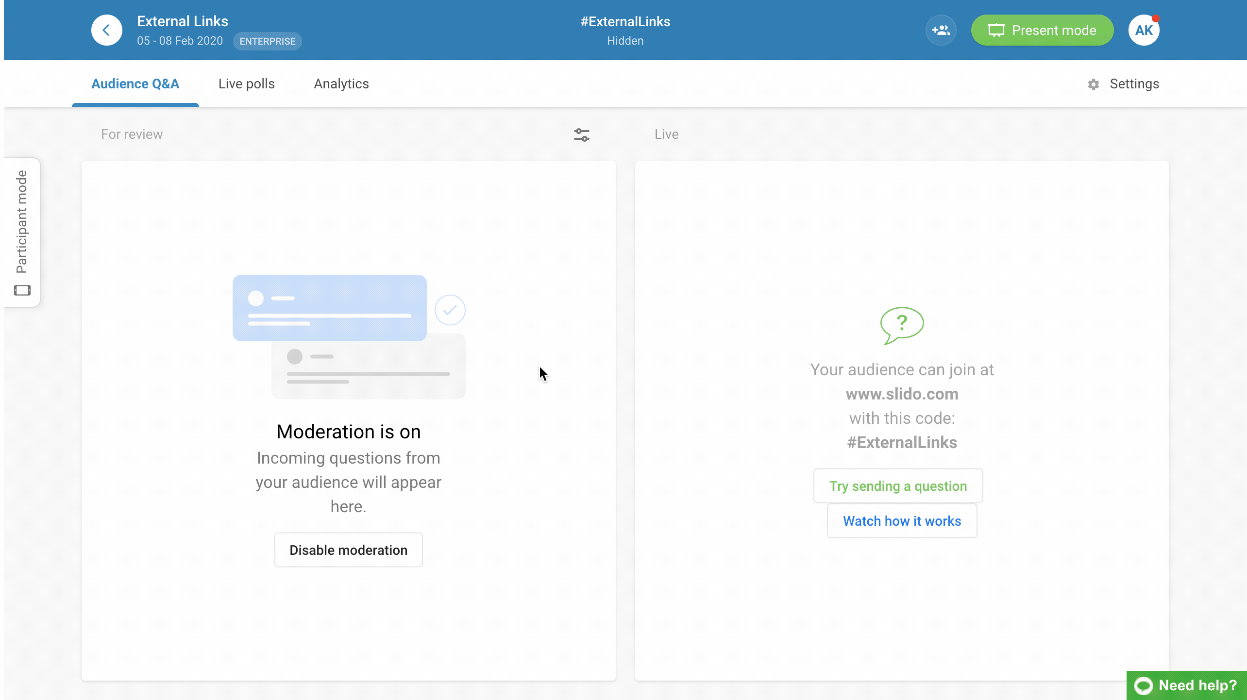 Share Links With Your Audience Slido