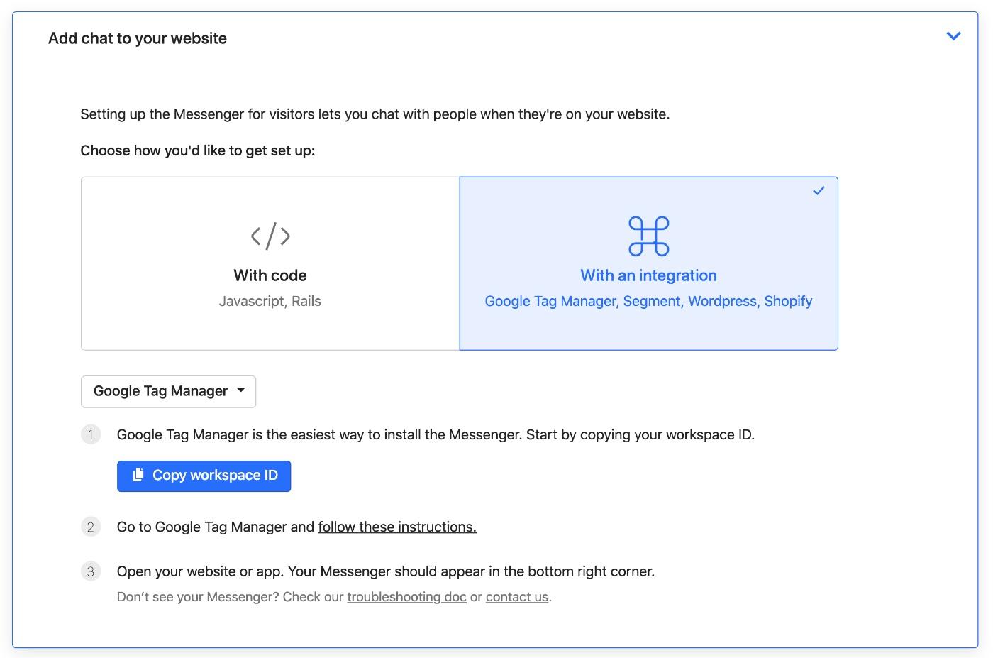 install the messenger without code